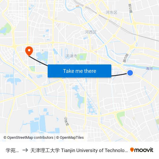 学苑路 to 天津理工大学 Tianjin University of Technology map