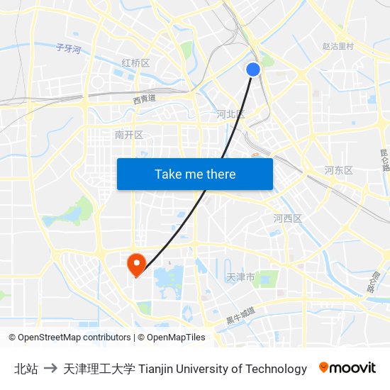 北站 to 天津理工大学 Tianjin University of Technology map