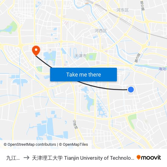 九江里 to 天津理工大学 Tianjin University of Technology map