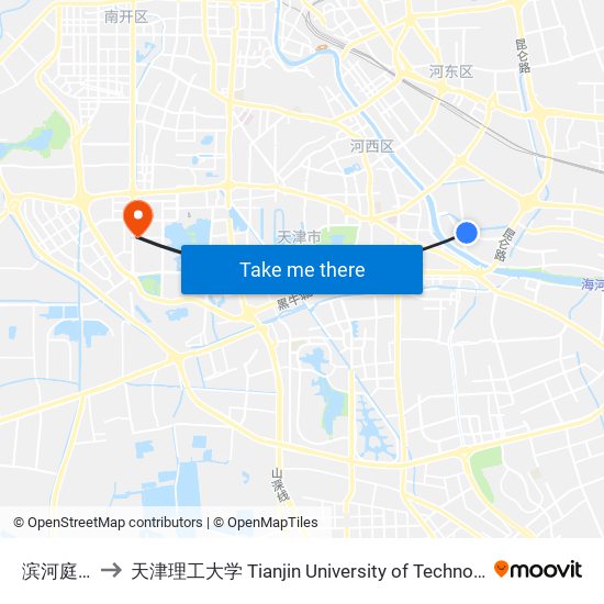 滨河庭苑 to 天津理工大学 Tianjin University of Technology map