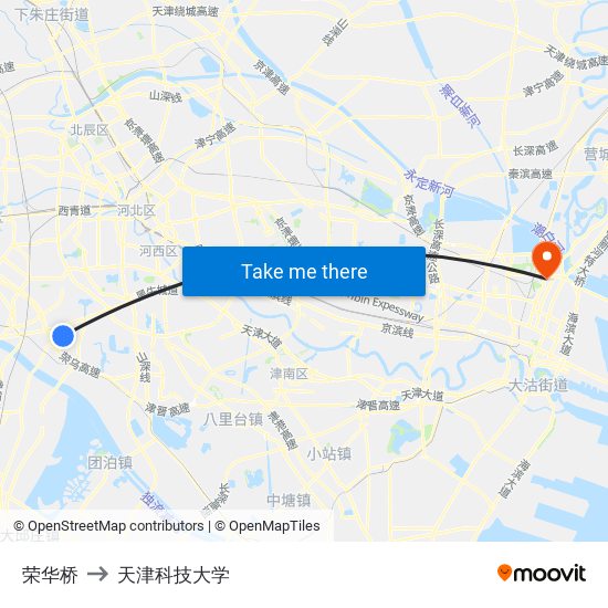 荣华桥 to 天津科技大学 map