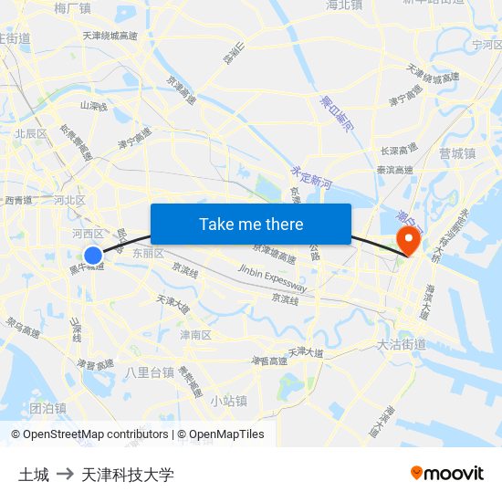 土城 to 天津科技大学 map