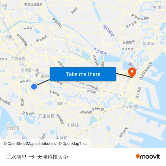 三水南里 to 天津科技大学 map