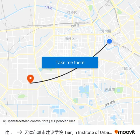 建国道 to 天津市城市建设学院 Tianjin Institute of Urban Construction map