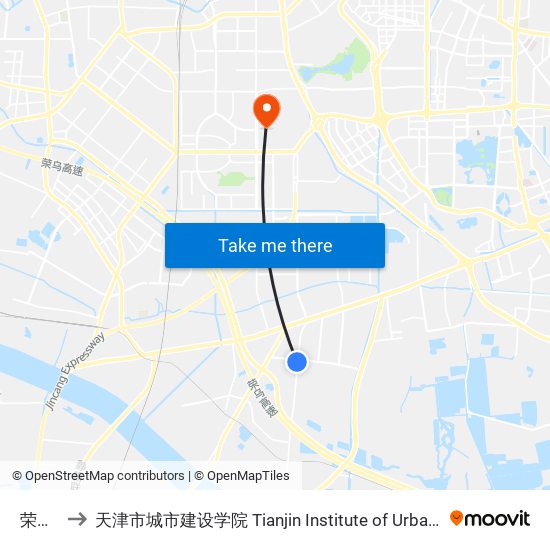 荣华桥 to 天津市城市建设学院 Tianjin Institute of Urban Construction map