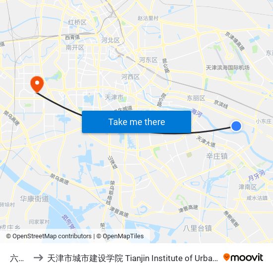 六经路 to 天津市城市建设学院 Tianjin Institute of Urban Construction map