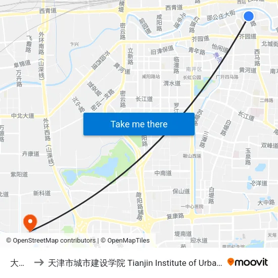 大丰桥 to 天津市城市建设学院 Tianjin Institute of Urban Construction map