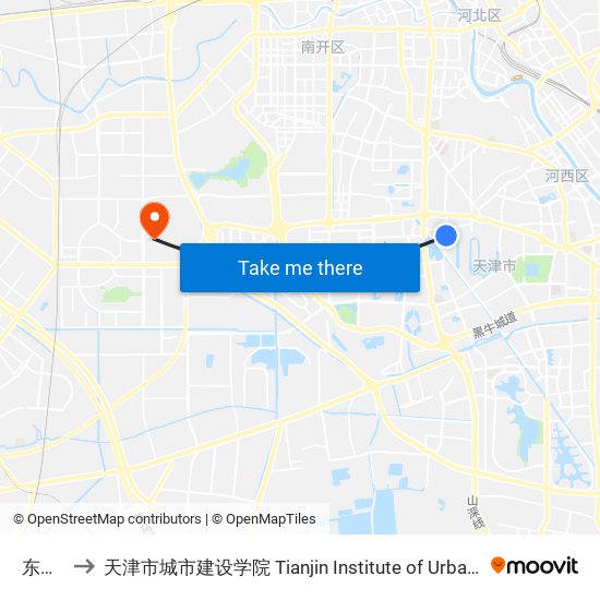 东风里 to 天津市城市建设学院 Tianjin Institute of Urban Construction map