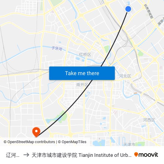 辽河北道 to 天津市城市建设学院 Tianjin Institute of Urban Construction map