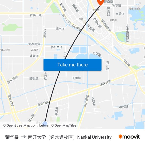 荣华桥 to 南开大学（迎水道校区）Nankai University map