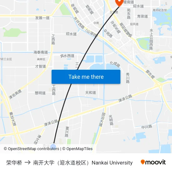荣华桥 to 南开大学（迎水道校区）Nankai University map
