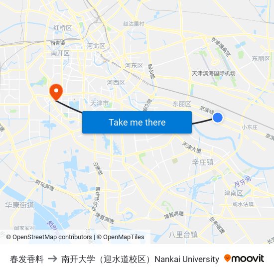 春发香料 to 南开大学（迎水道校区）Nankai University map