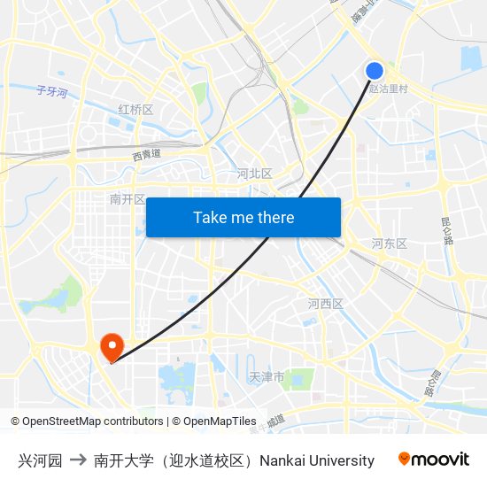 兴河园 to 南开大学（迎水道校区）Nankai University map