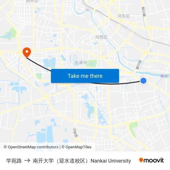 学苑路 to 南开大学（迎水道校区）Nankai University map
