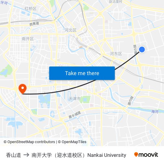 香山道 to 南开大学（迎水道校区）Nankai University map