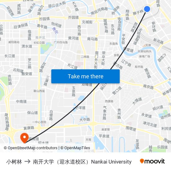 小树林 to 南开大学（迎水道校区）Nankai University map