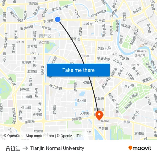 Luzutang to Tianjin Normal University map