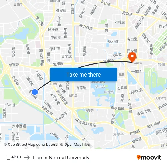 Rihua Lane to Tianjin Normal University map
