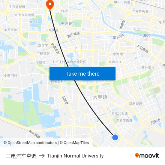 Sandian Auto Air Conditioning to Tianjin Normal University map