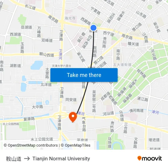 Anshan Road to Tianjin Normal University map
