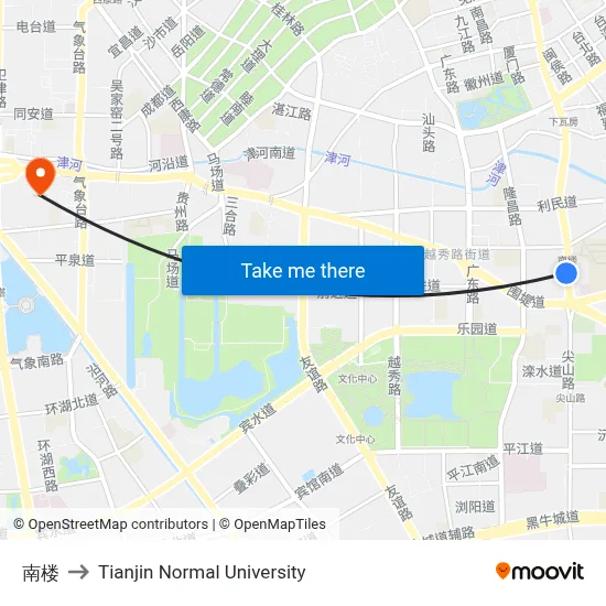 South Building to Tianjin Normal University map