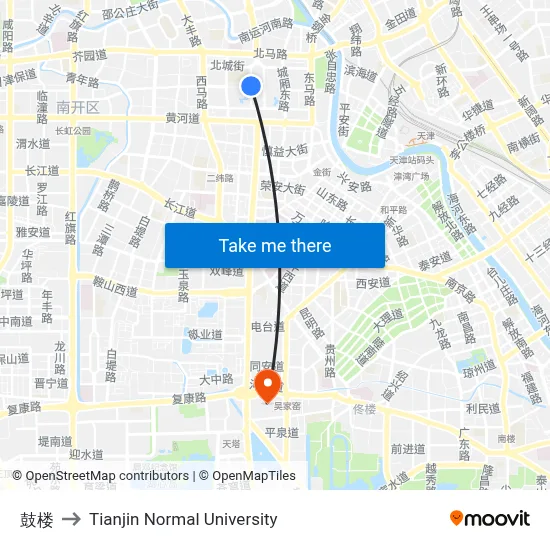 Drum Tower to Tianjin Normal University map