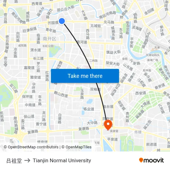 Luzutang to Tianjin Normal University map