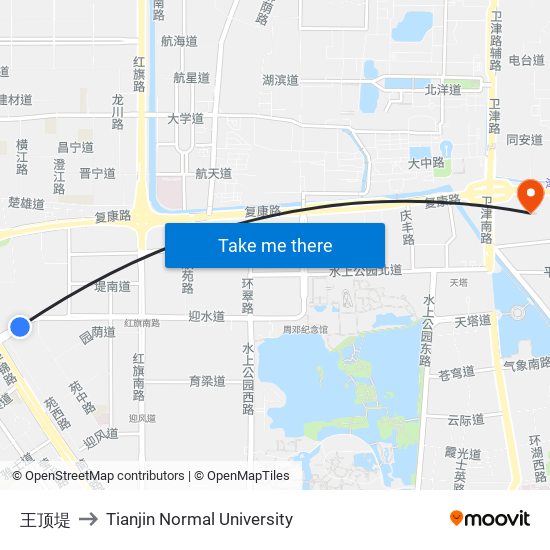 王顶堤 to Tianjin Normal University map