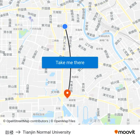 鼓楼 to Tianjin Normal University map
