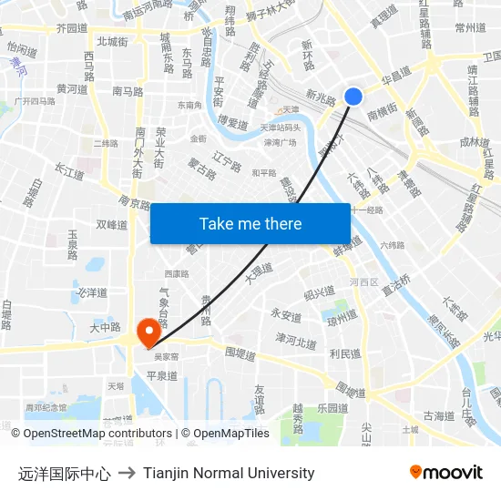 远洋国际中心 to Tianjin Normal University map