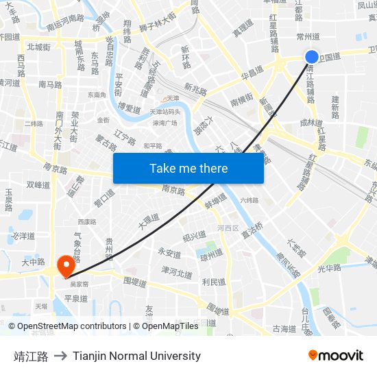 靖江路 to Tianjin Normal University map