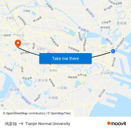 鸿富锦 to Tianjin Normal University map