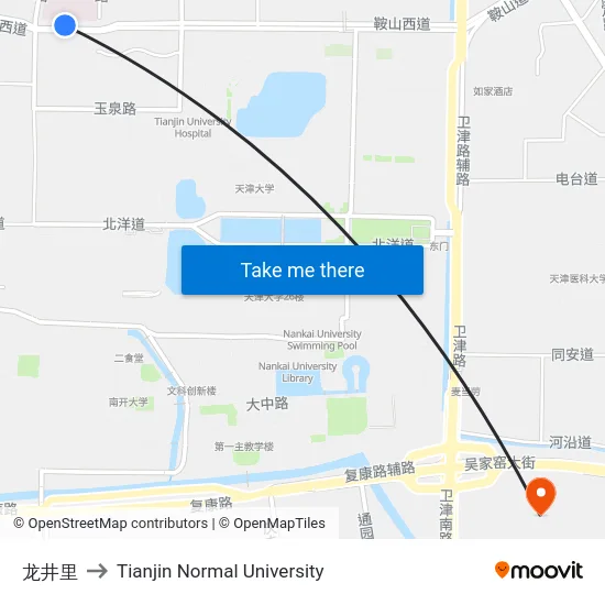 龙井里 to Tianjin Normal University map
