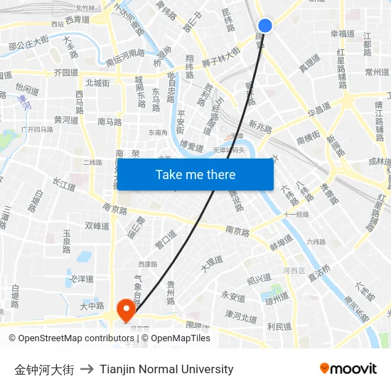 金钟河大街 to Tianjin Normal University map