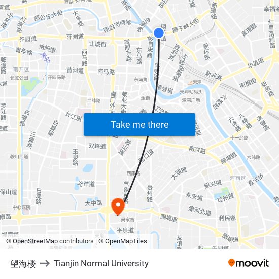 望海楼 to Tianjin Normal University map