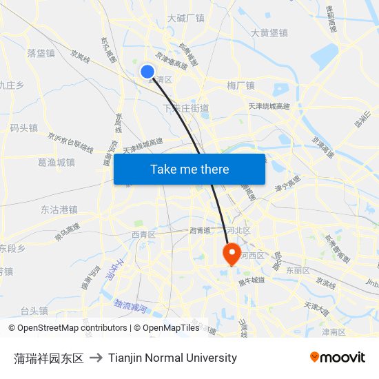 蒲瑞祥园东区 to Tianjin Normal University map