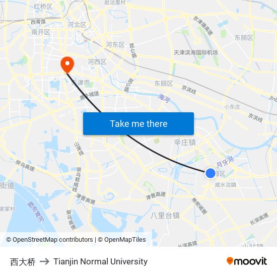 西大桥 to Tianjin Normal University map