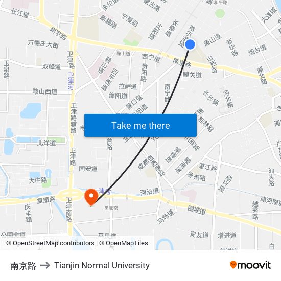 南京路 to Tianjin Normal University map