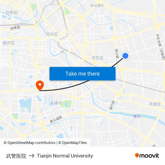 武警医院 to Tianjin Normal University map