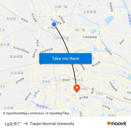 Lg化学厂 to Tianjin Normal University map