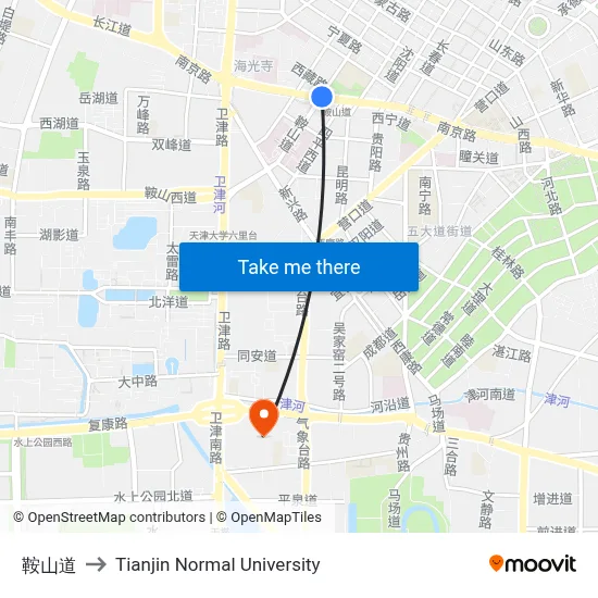 Anshan Road to Tianjin Normal University map