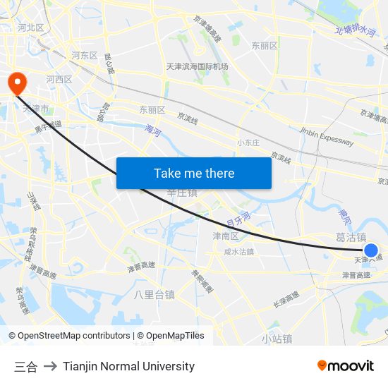 三合 to Tianjin Normal University map