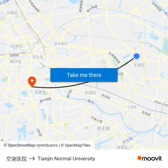 空港医院 to Tianjin Normal University map