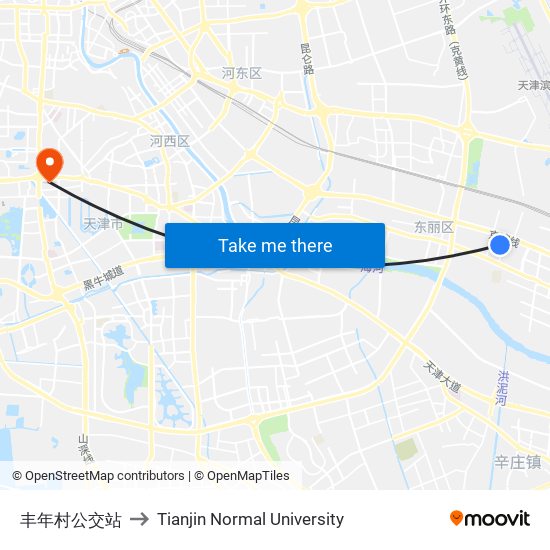 丰年村公交站 to Tianjin Normal University map