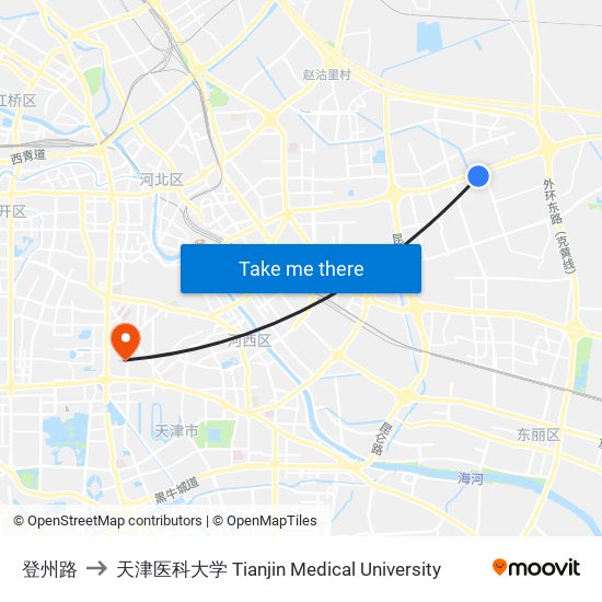 登州路 to 天津医科大学 Tianjin Medical University map