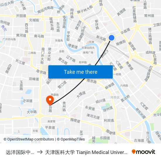 远洋国际中心 to 天津医科大学 Tianjin Medical University map