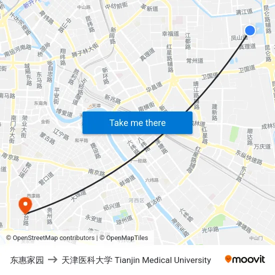 东惠家园 to 天津医科大学 Tianjin Medical University map