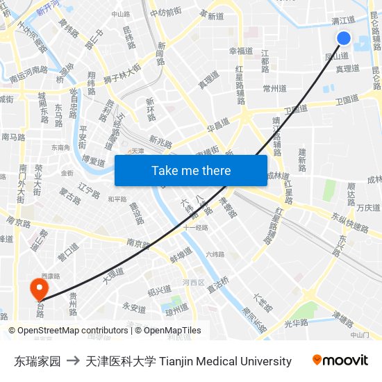 东瑞家园 to 天津医科大学 Tianjin Medical University map