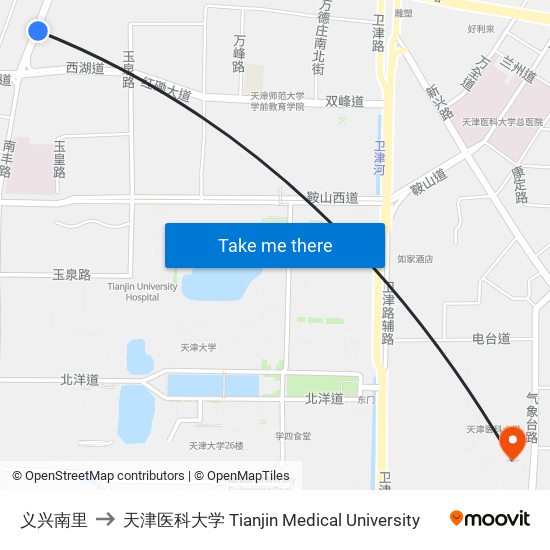 义兴南里 to 天津医科大学 Tianjin Medical University map