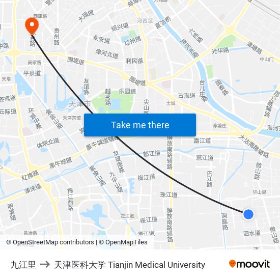 九江里 to 天津医科大学 Tianjin Medical University map